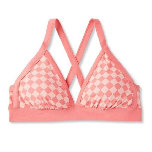 KONA SOL - NWT - L Sz 1X (16W - 18W) Halter Triangle Bikini Top in Pink & Peach - Picture 15 of 16